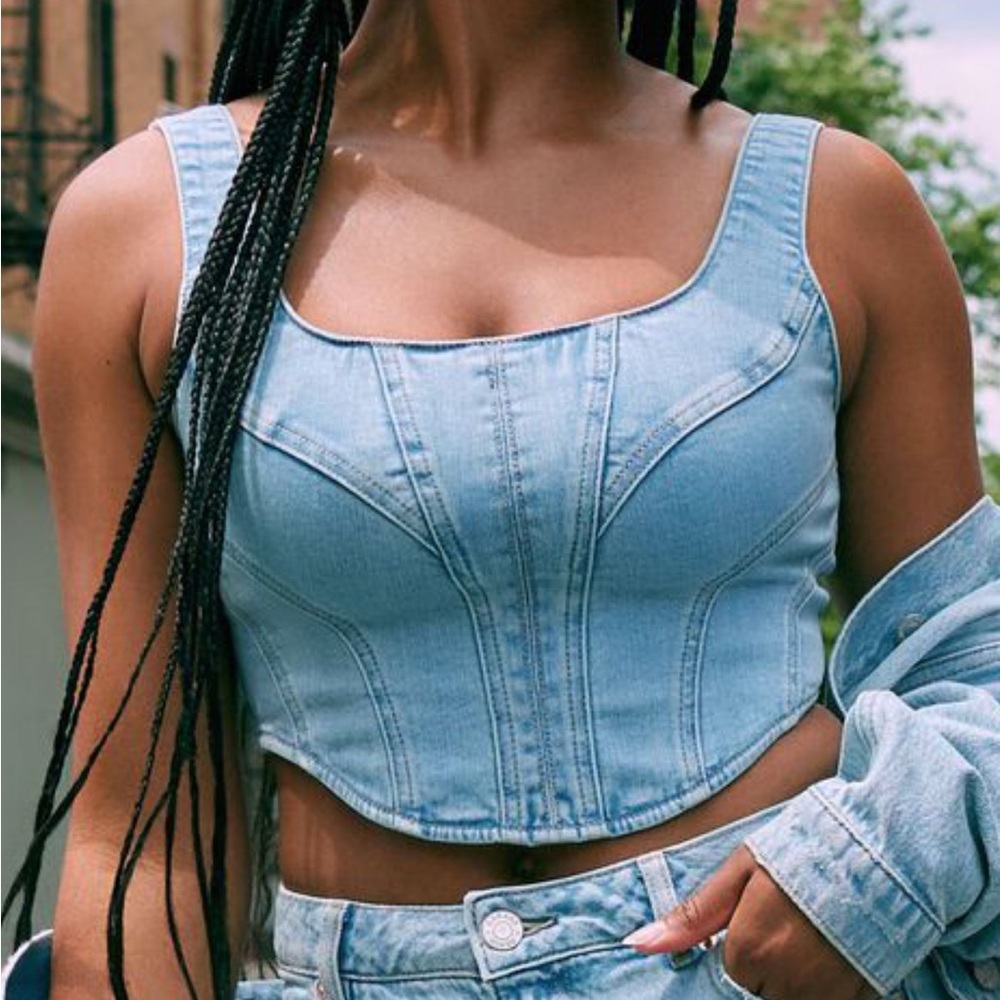 Garage Denim Bustier Top